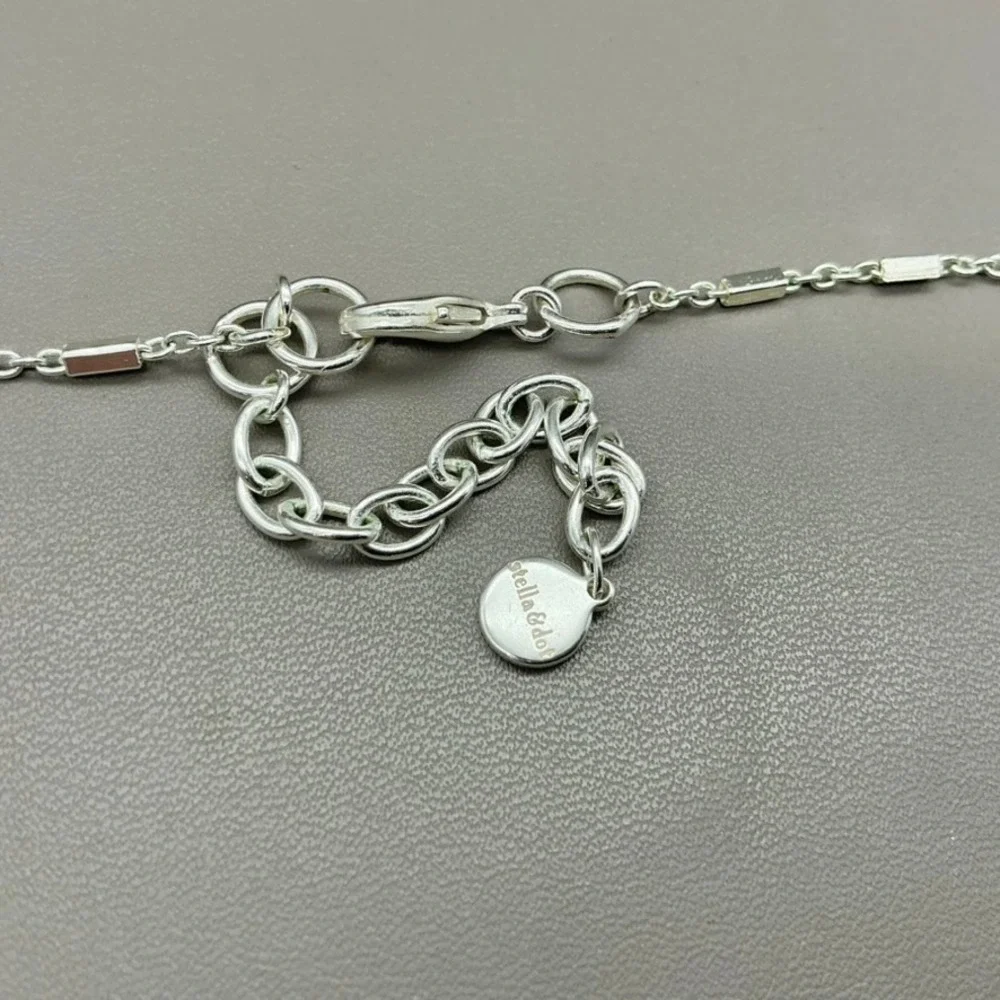 Stella & Dot Necklace Womens Silver Tone Mother of Pearl Teardrop Pendant 18